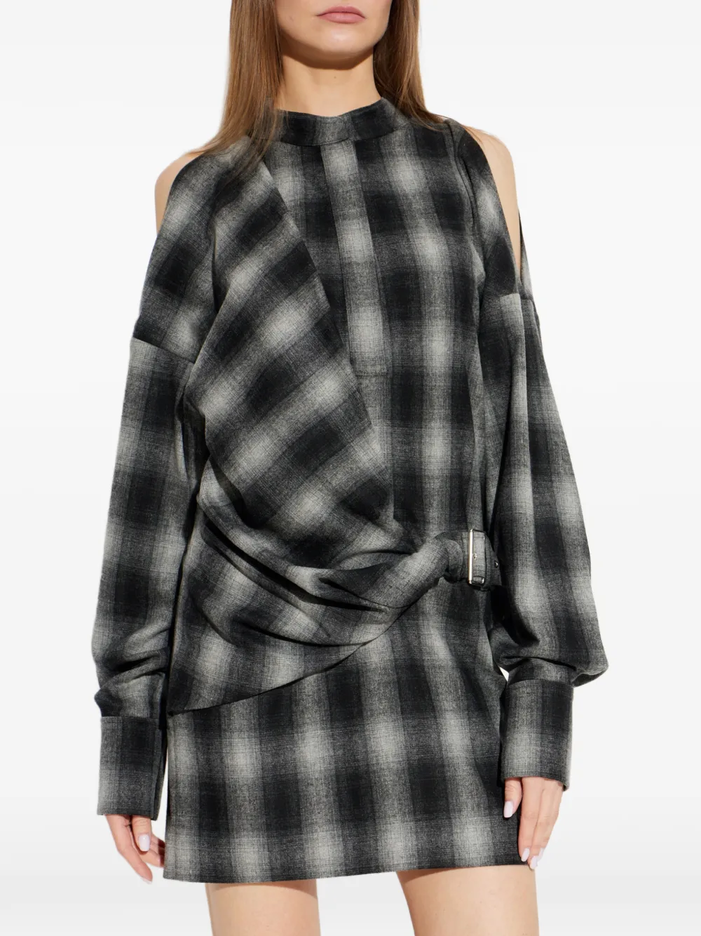 IRO Geruite mini-jurk met riem Zwart