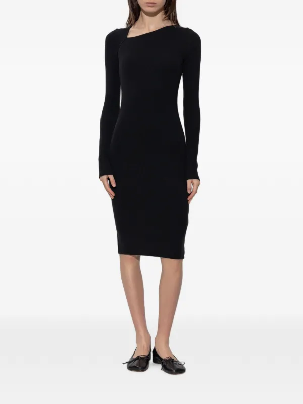 maison margiela asymmetric dress MM6 asymmetric-neck long-sleeve Midi | Black garde art halter neck asymmetric bodycon dress for wedding guests Day Color:VINTAGE WHITE