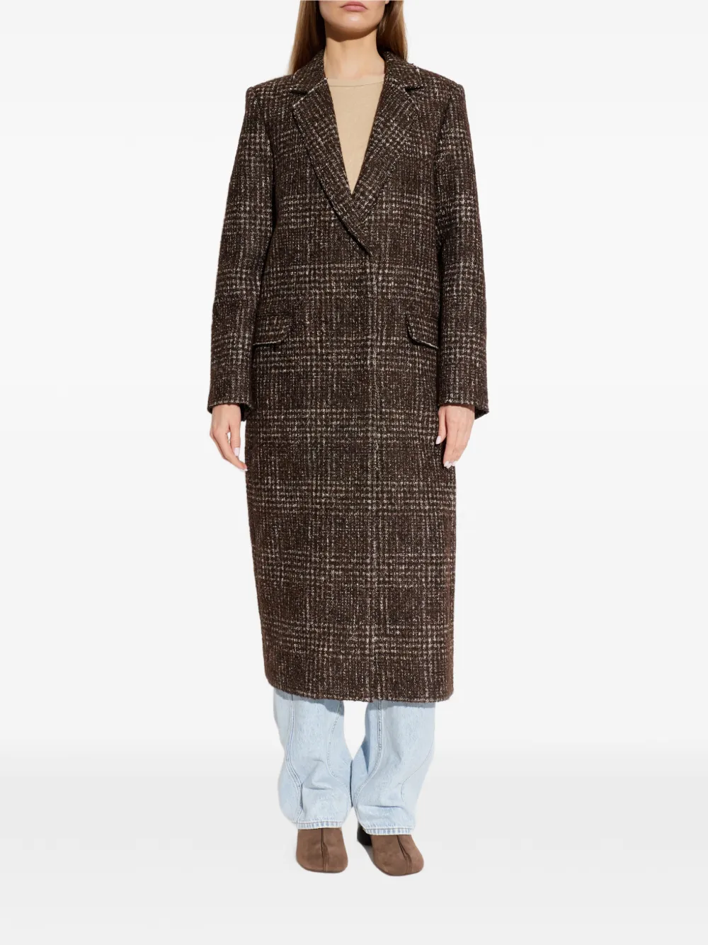 IRO Iglia tweed jas met enkele rij knopen Bruin