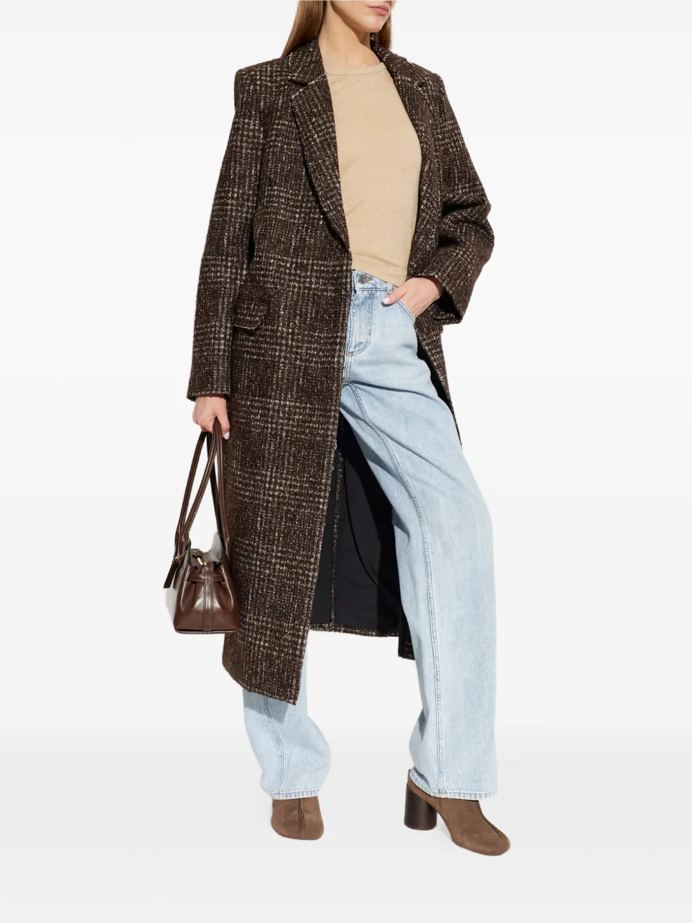 IRO Iglia tweed jas met enkele rij knopen Bruin
