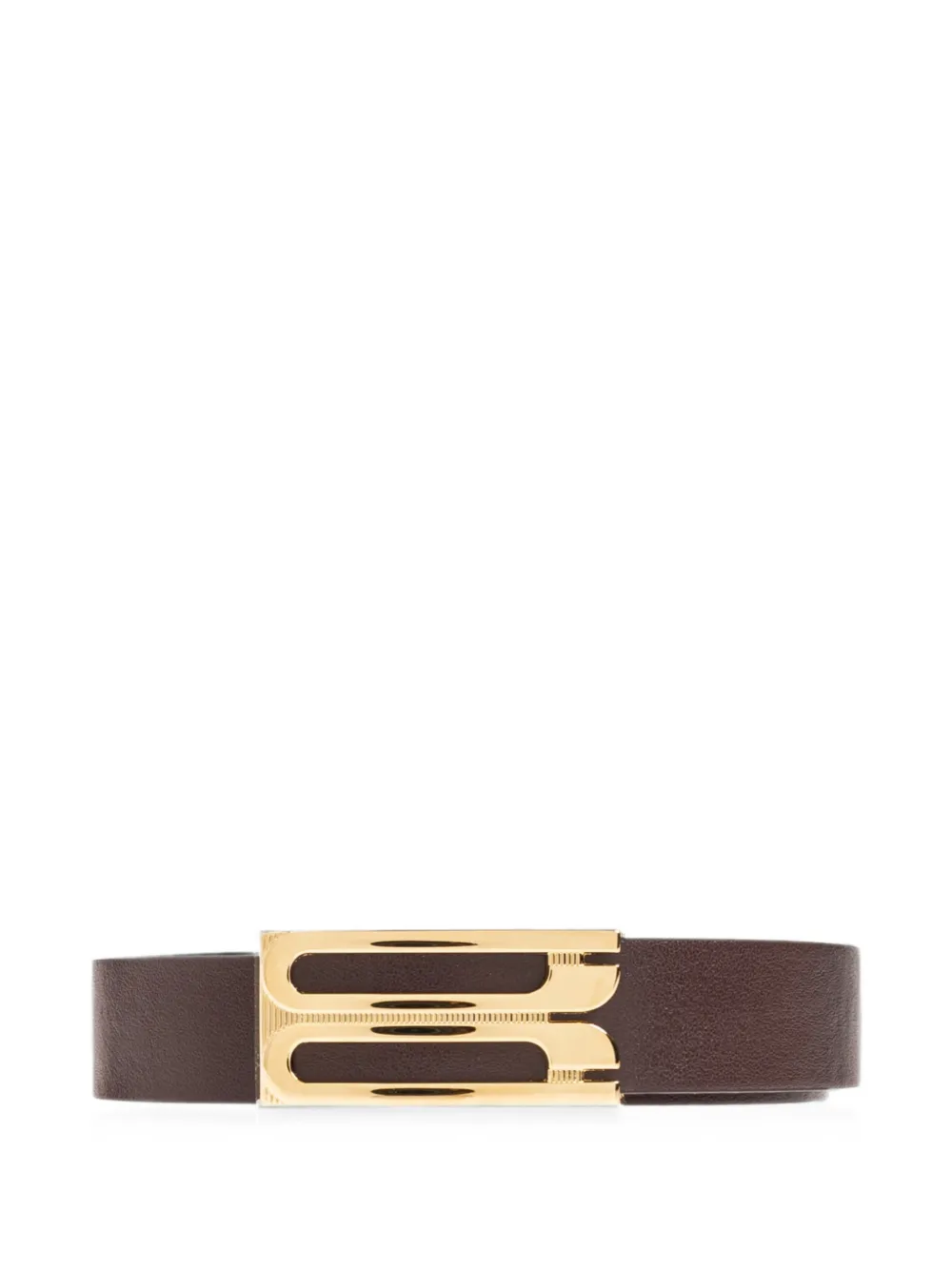 Victoria Beckham Dorian monogram-buckle leather belt - Marrone