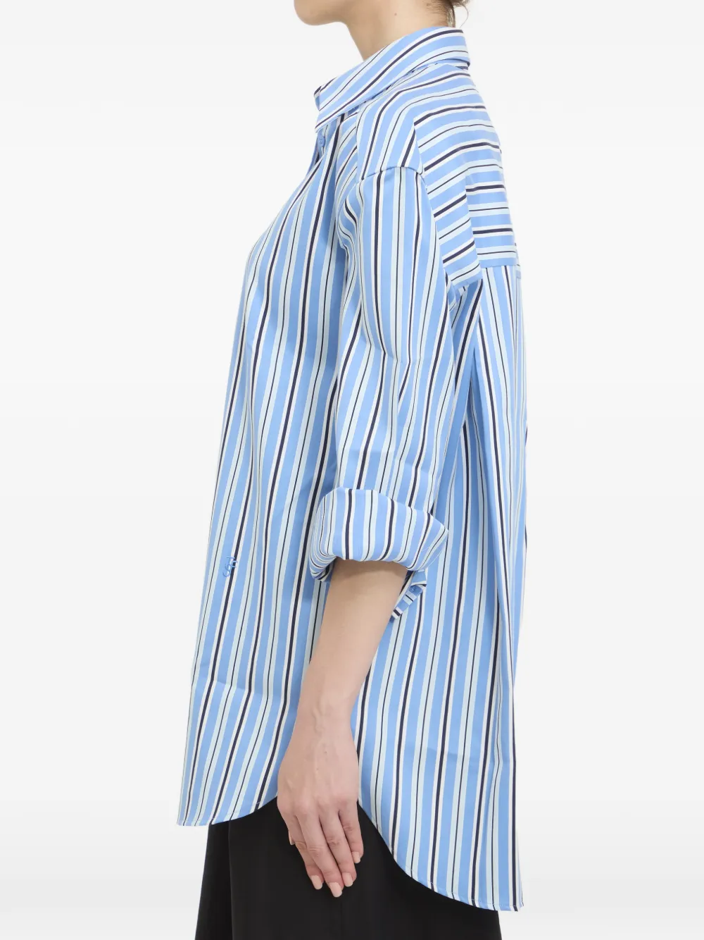 The Frankie Shop Oana gewatteerd katoenen overhemd met print Blauw