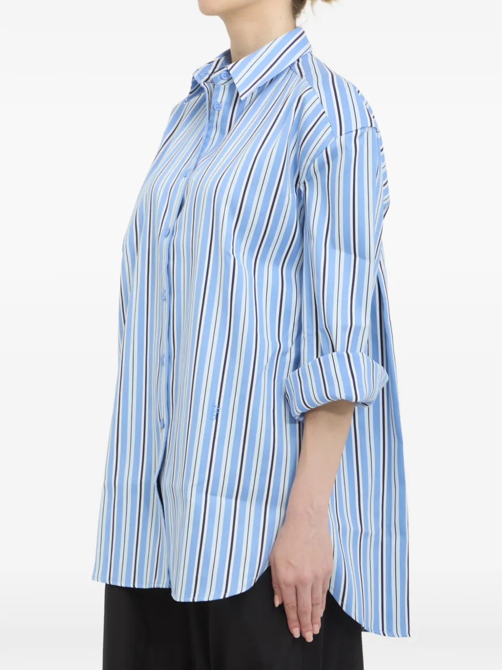 The Frankie Shop Oana gewatteerd katoenen overhemd met print Blauw