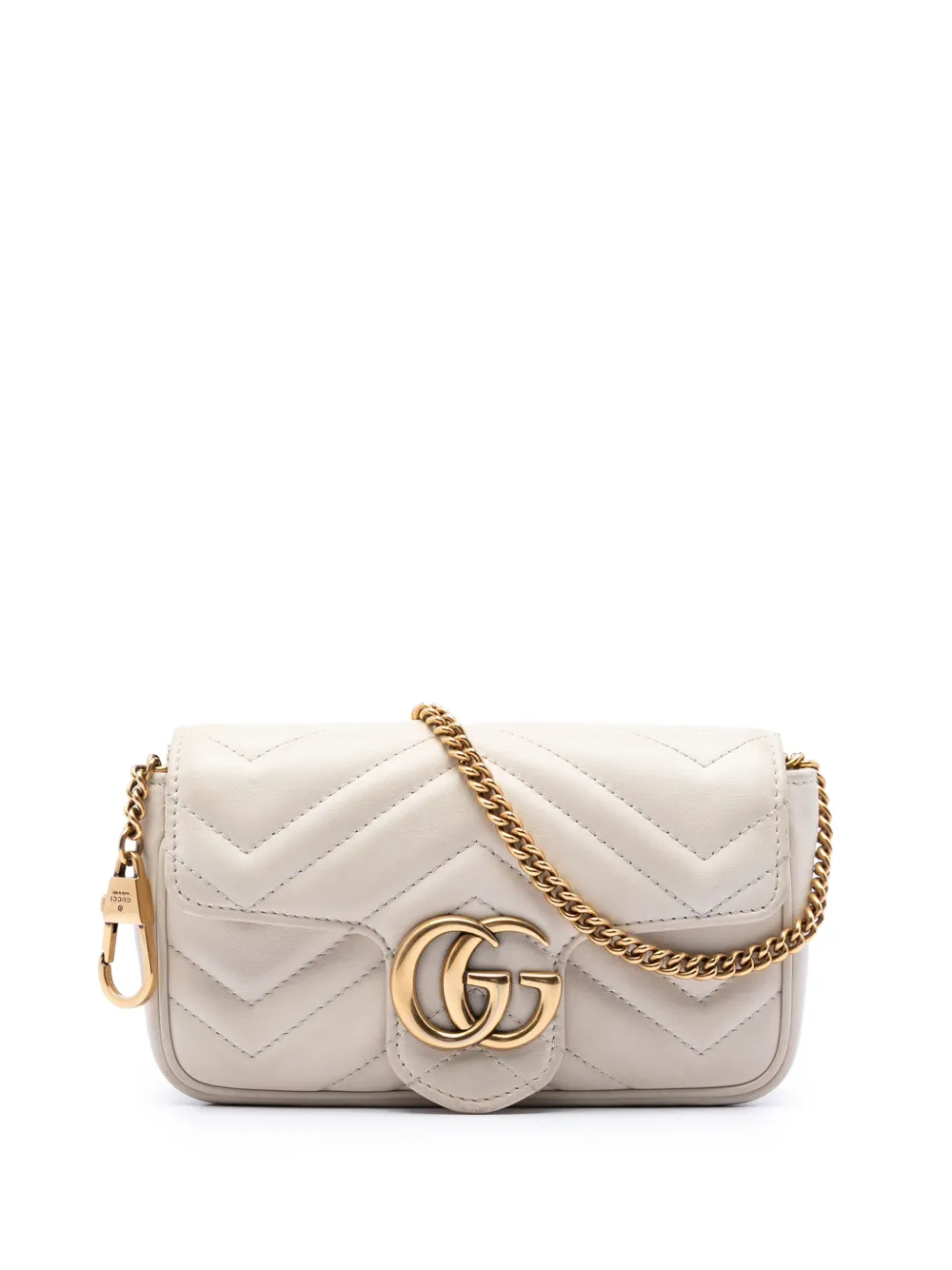 Gucci Pre-Owned 2016-2026 Mini GG Marmont Matelasse Calfskin Flap crossbody bag - Bianco