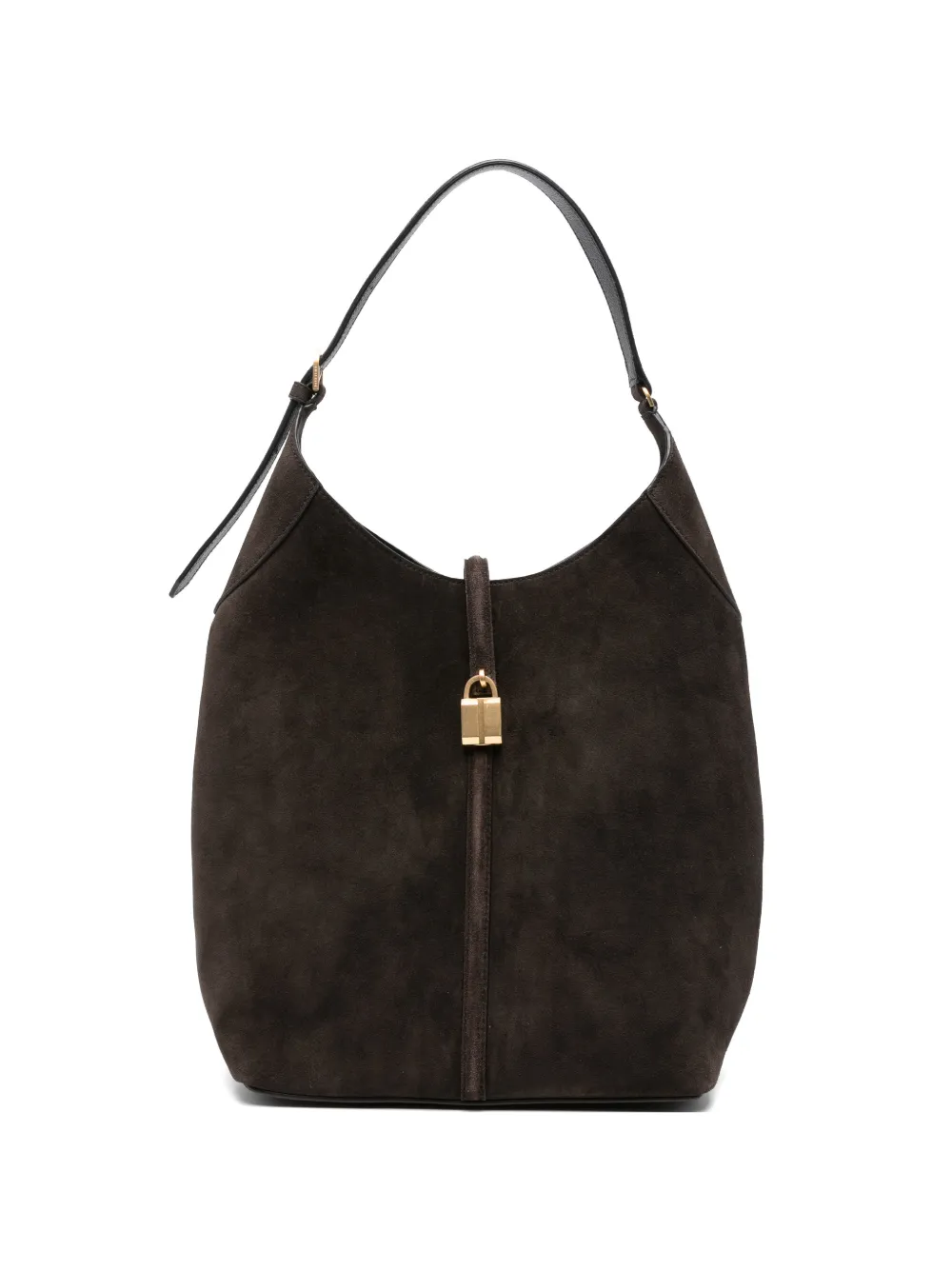 DeMellier large Siena padlock-detail suede shoulder bag - Marrone