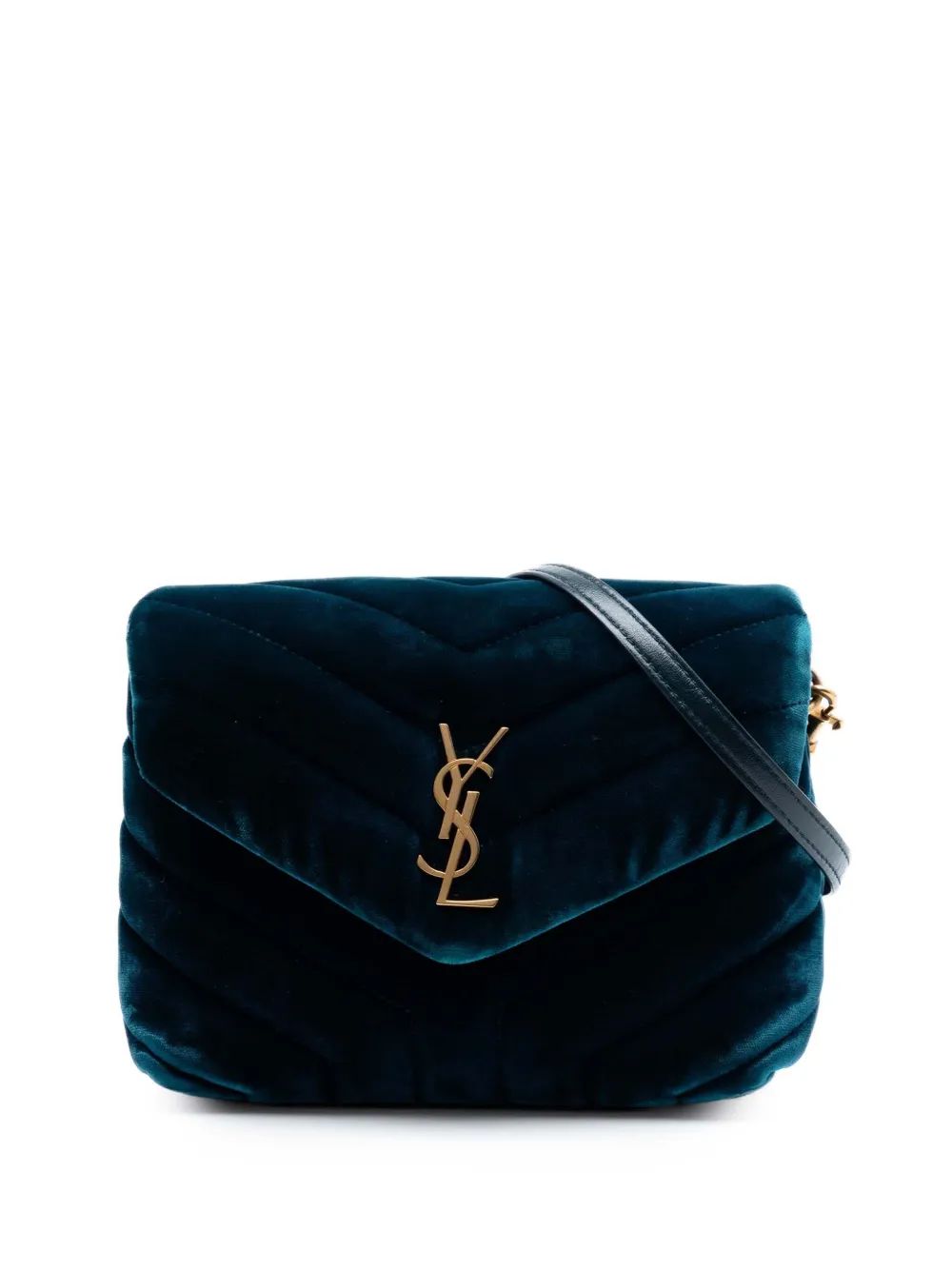 Saint Laurent Pre-Owned 2018 Small Matelasse Velvet Monogram LouLou shoulder bag - Blu