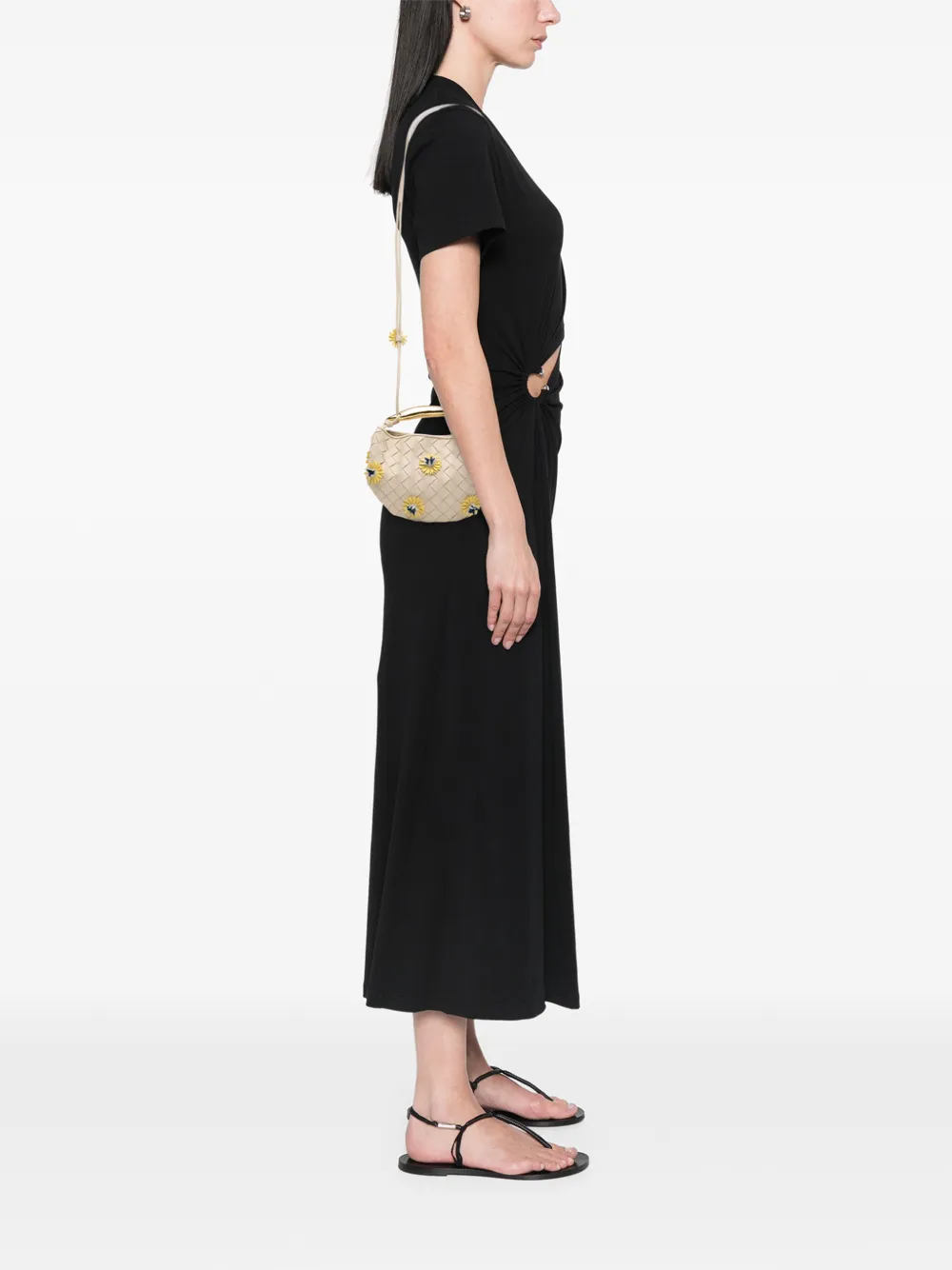  Bottega Veneta Pre-owned Bolso Satchel Floral Sardine Baby De Piel De Borrego Con Diseño Intrecciato 2021-2026 - Blanco 