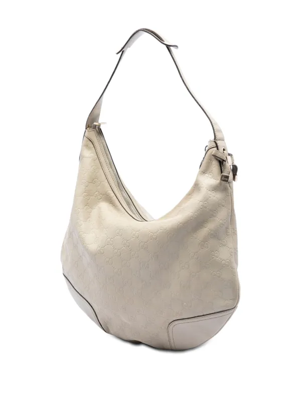 【希少】GUCCI クリーム サテン パーティーバッグ Gucci Pre-Owned 2016-2026 Large Guccissima Princy Hobo Bag