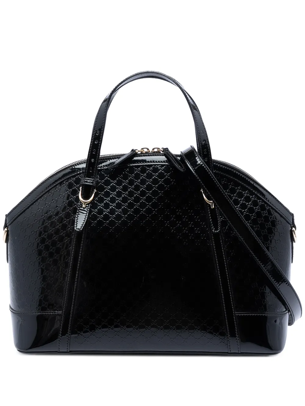 Gucci Pre-Owned 2016-2026 Large Microguccissima Patent Nice Dome satchel - Nero