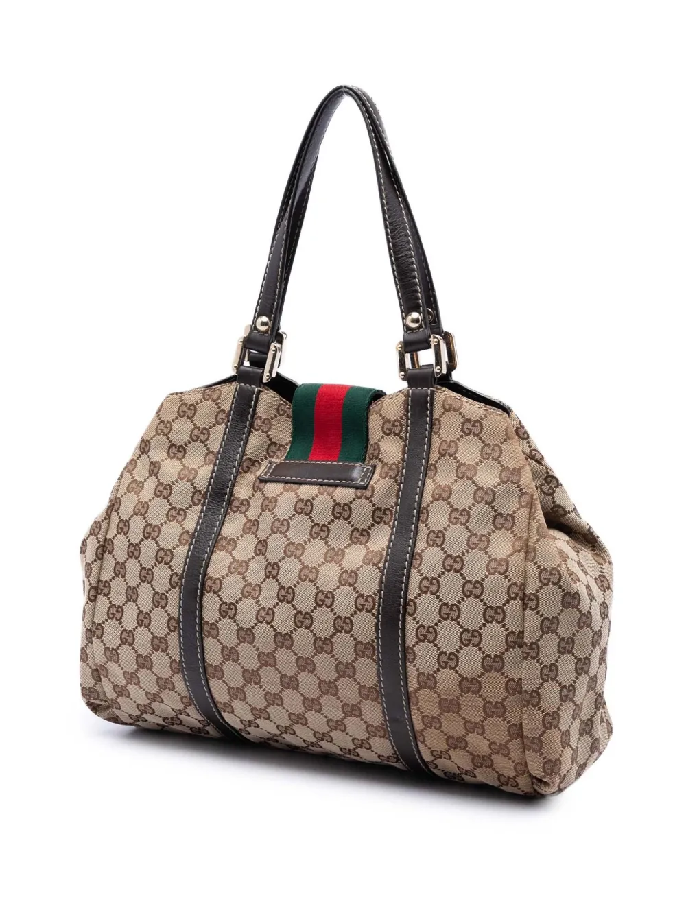  Gucci Pre-owned 2016-2026 Gg Canvas Web New Ladies Tote Bag - Tons Neutres 