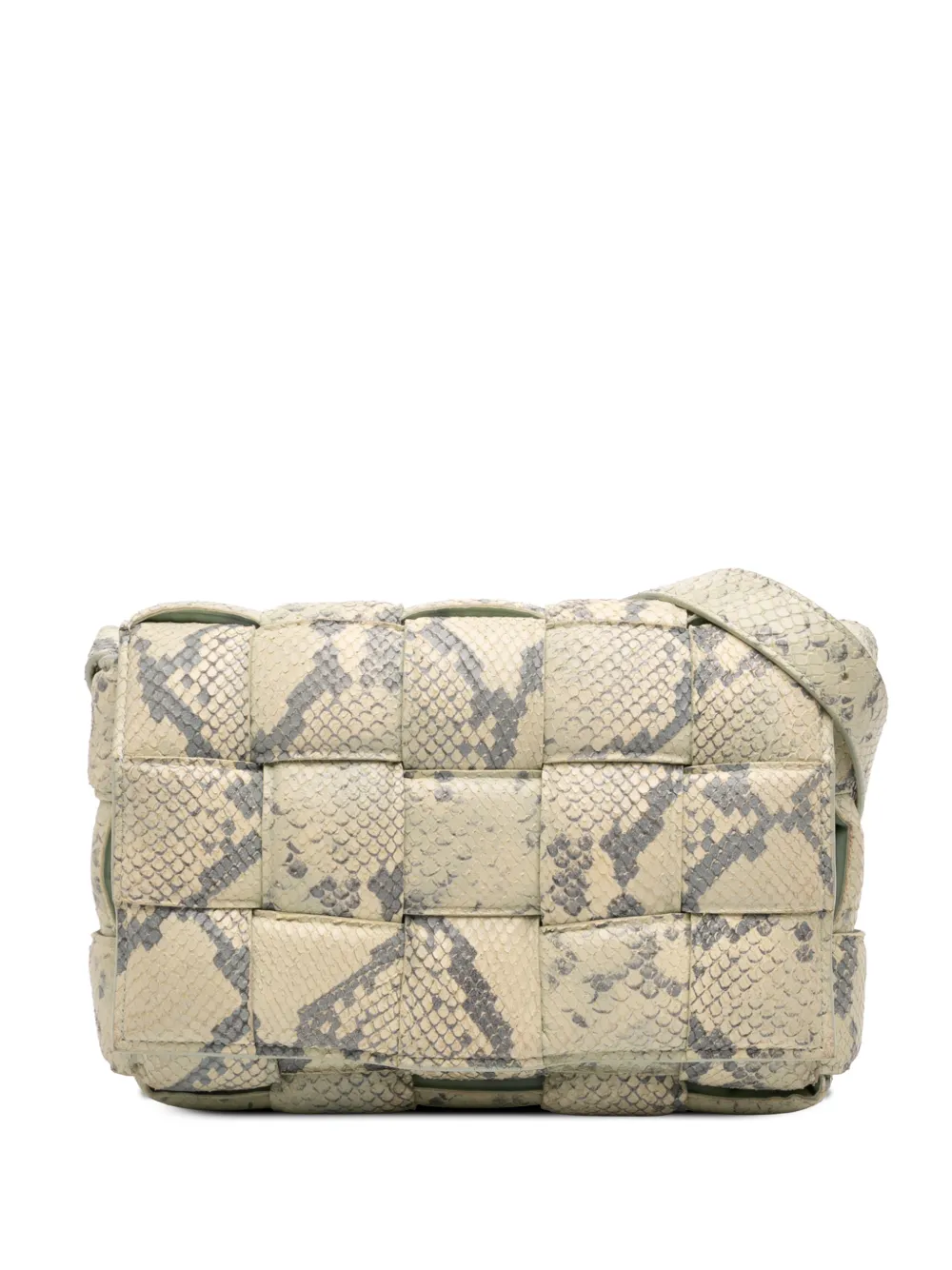 Bottega Veneta Pre-Owned 2012-2026 Python Embossed Goatskin Intrecciato Padded Cassette crossbody bag - Green