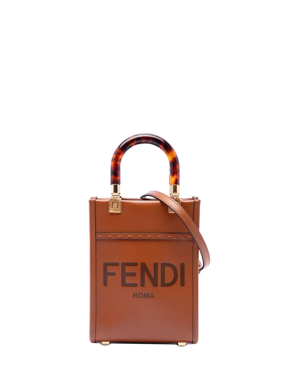 Fendi Pre-Owned 2010-2026 Mini Leather Sunshine Shopper Tote satchel - Marrone