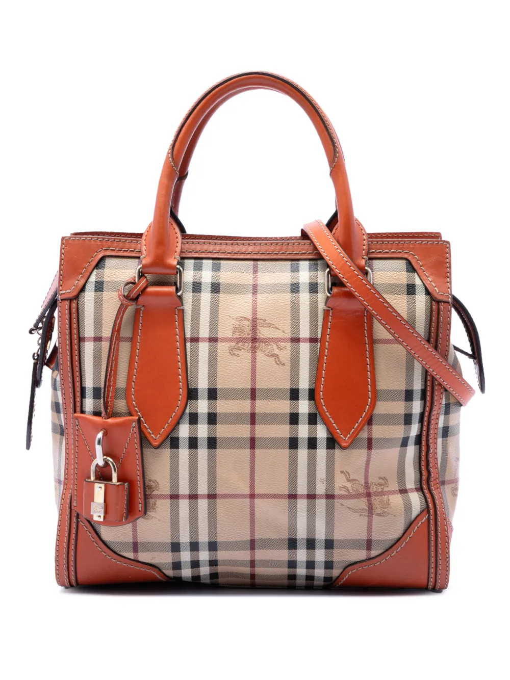 Burberry Pre-Owned 2000-2017 Small Haymarket Check Coated Canvas Honeywood Tote satchel - Neutrals