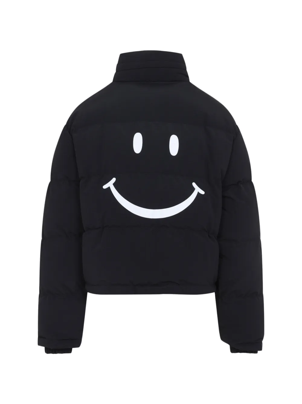 Moschino x Smiley gewatteerd donsjack met logoprint Zwart