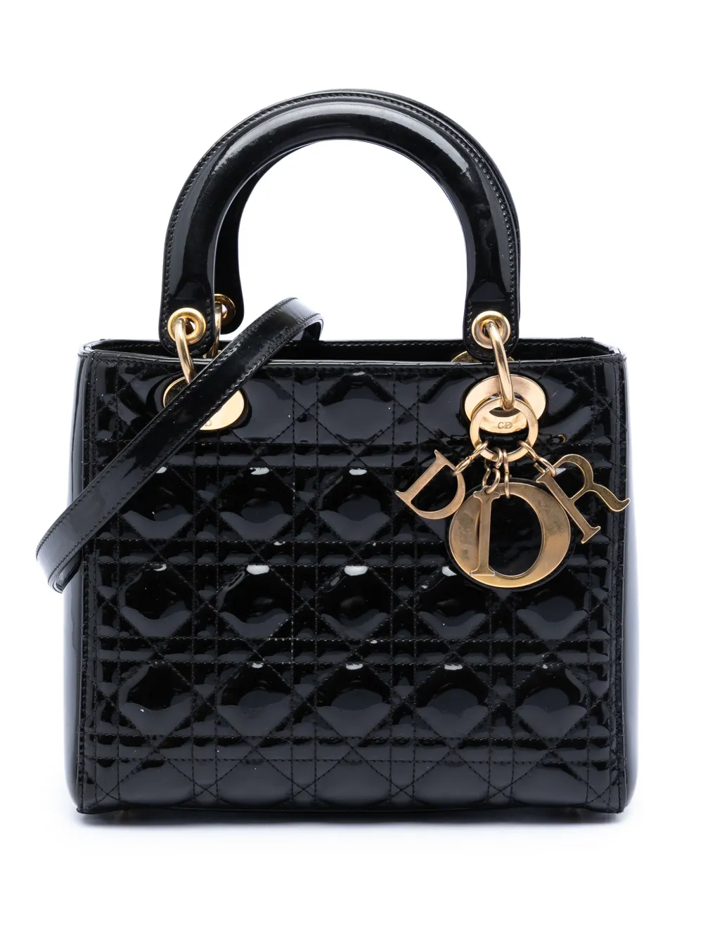 Christian Dior Pre-Owned 2012 mittelgroße Cannage Lady Dior Satchel-Tasche - Schwarz