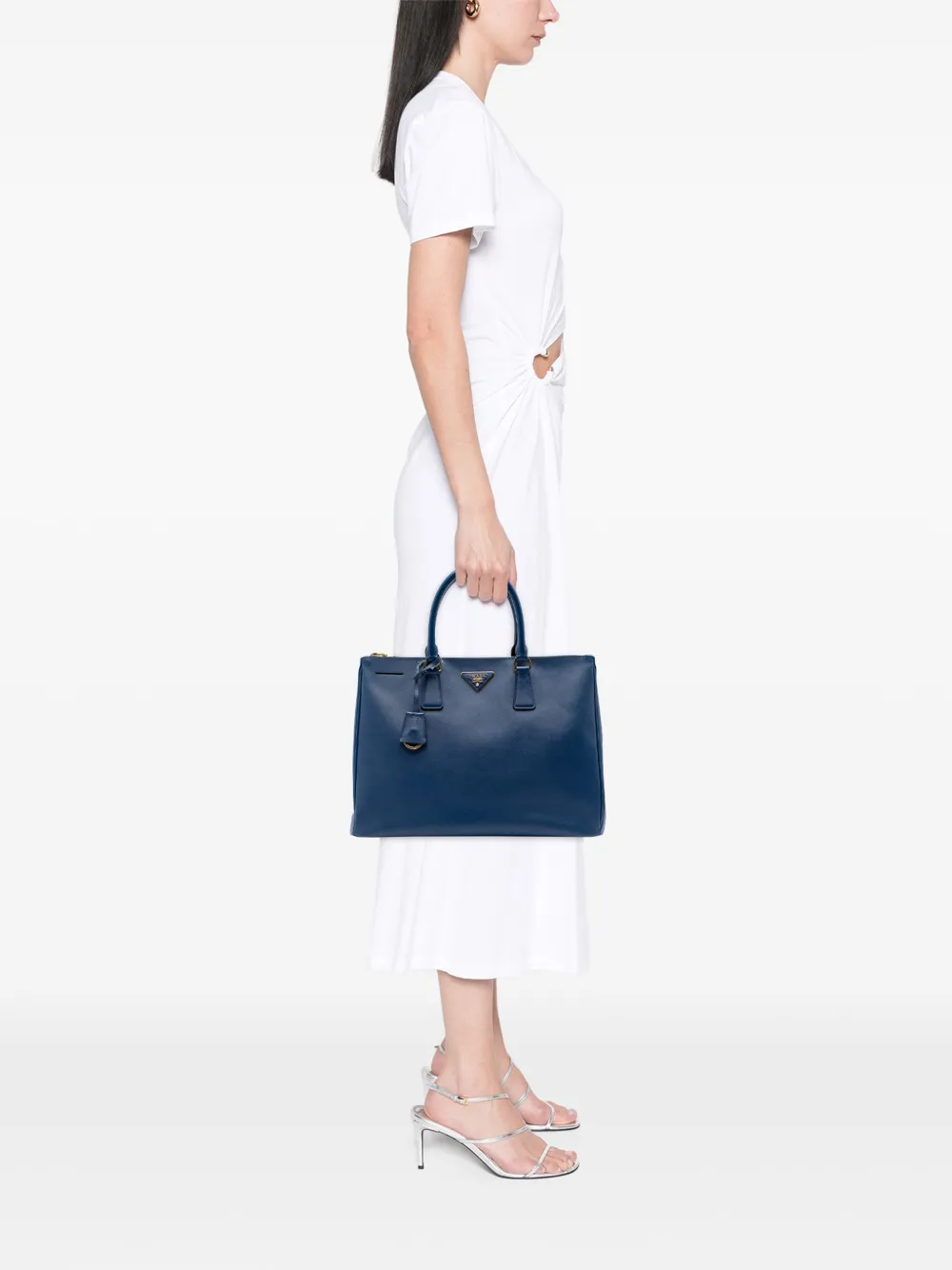 Prada Pre-owned 2013-2026 Large Saffiano Lux Galleria Double Zip Tote Bag in Blue, view 2