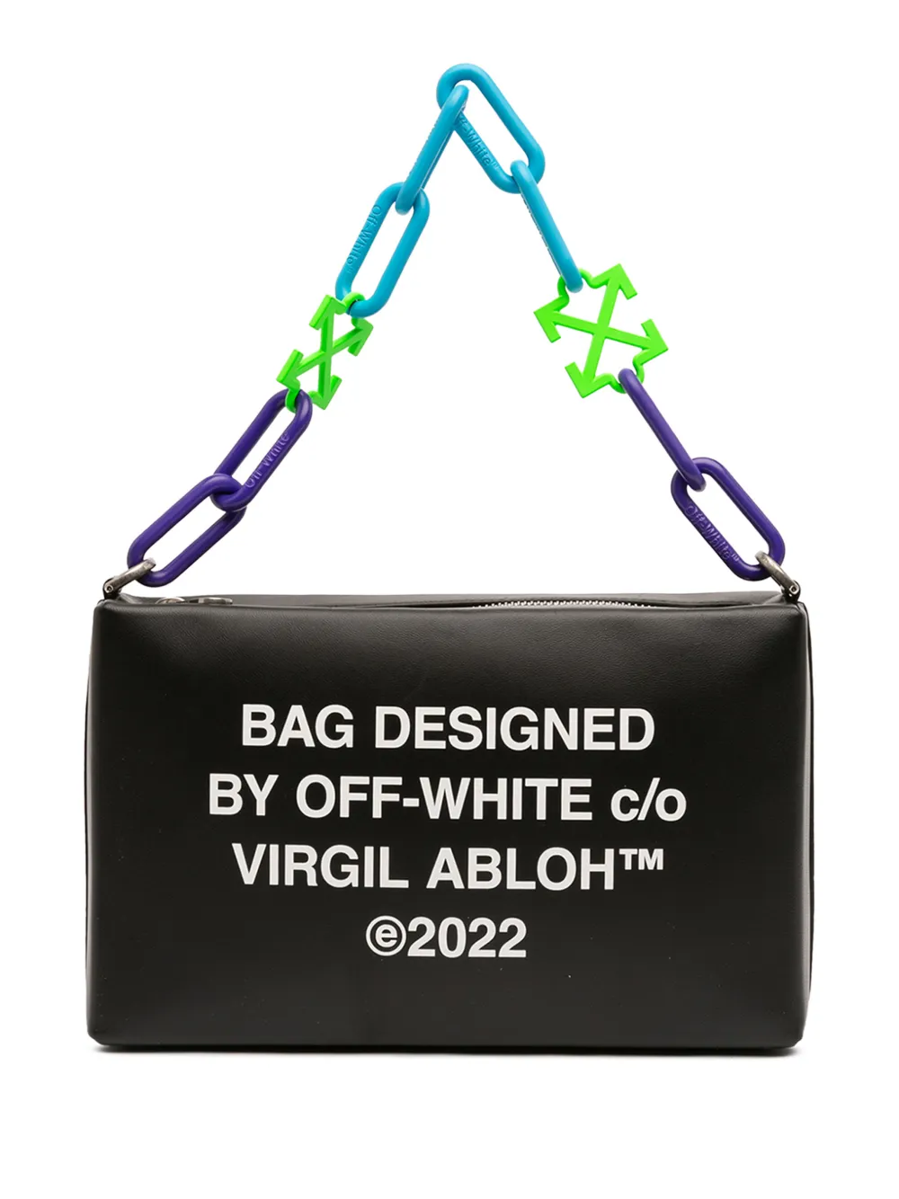 Off-White Pre-Owned 2022 Leather Block Pouch Quote Clutch with Chain shoulder bag - Nero