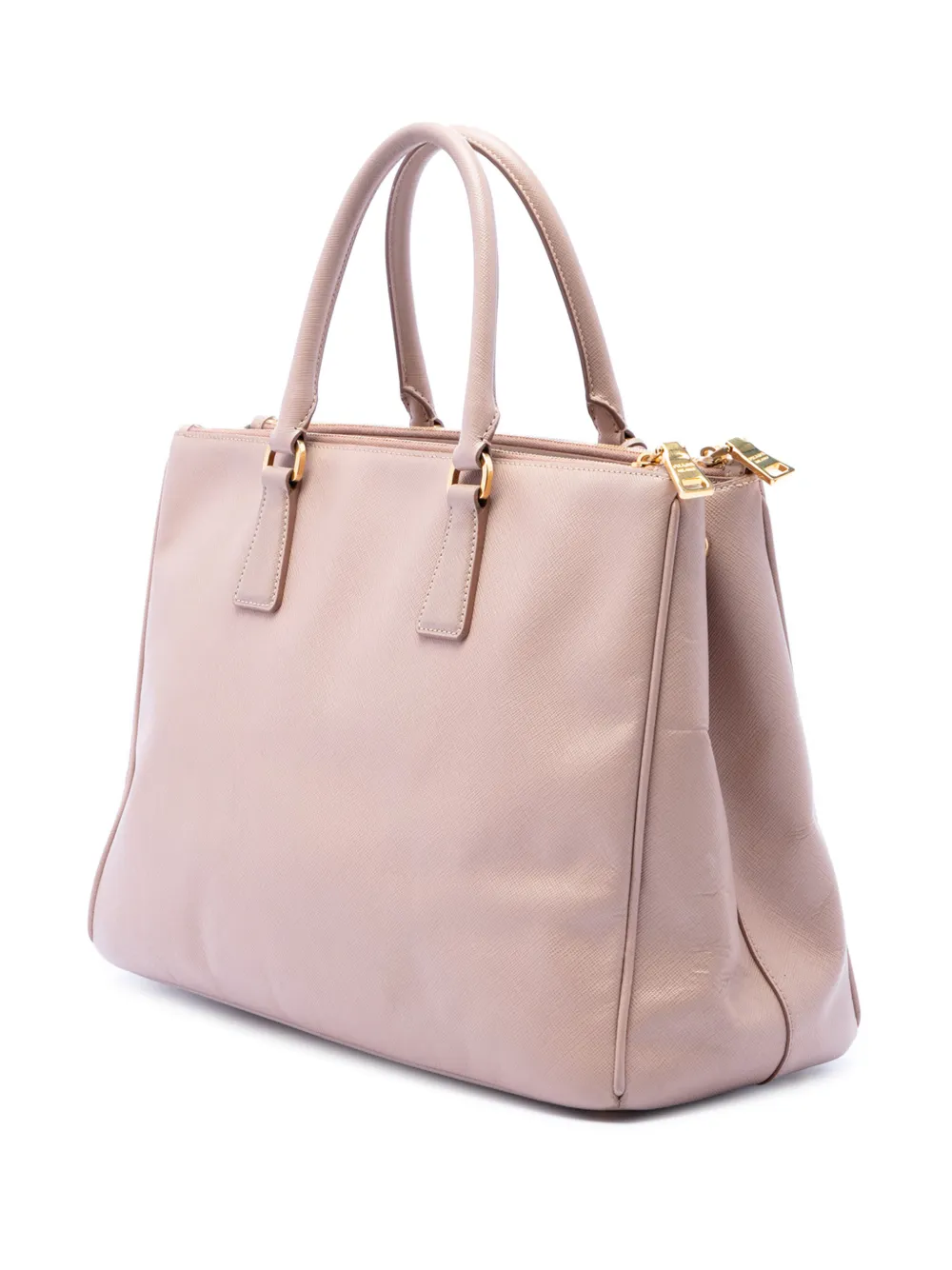 Prada Pre-owned 2013-2026 Large Saffiano Lux Galleria Double Zip Satchel in Brown, view 3