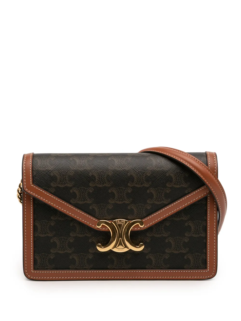 Celine Pre-Owned 2024 Triomphe Margo Umhängetasche aus Canvas mit Kette - Braun