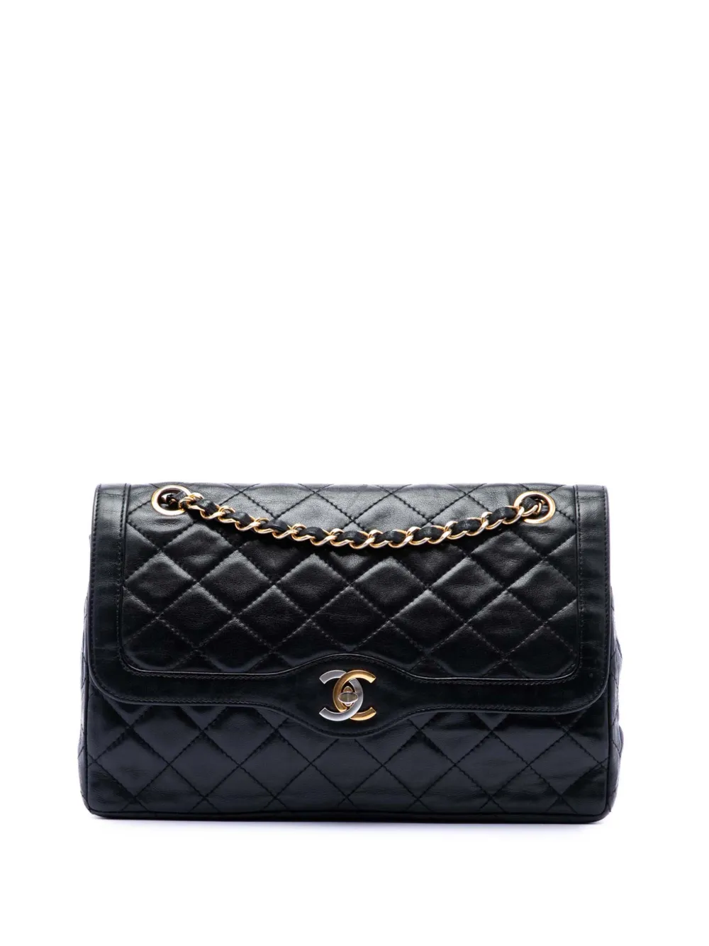 CHANEL Pre-Owned 1986-1988 Limited Edition Paris Quilted Lambskin Double Flap shoulder bag - Nero