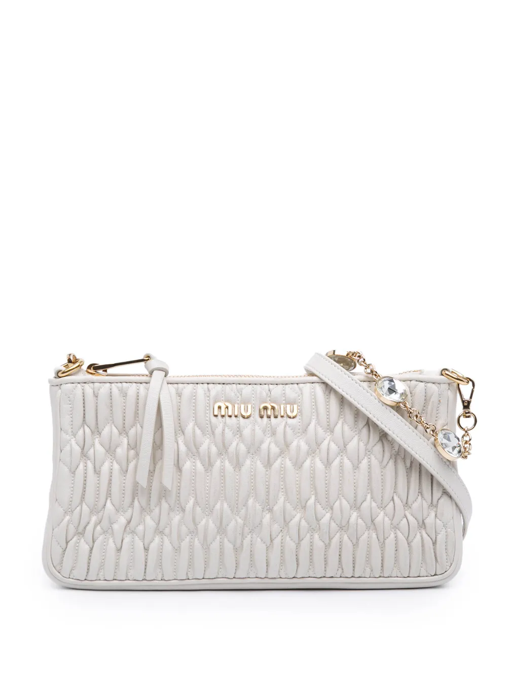 Miu Miu Pre-Owned 2010-2026 Matelasse Nappa Crystal Chain satchel - Bianco