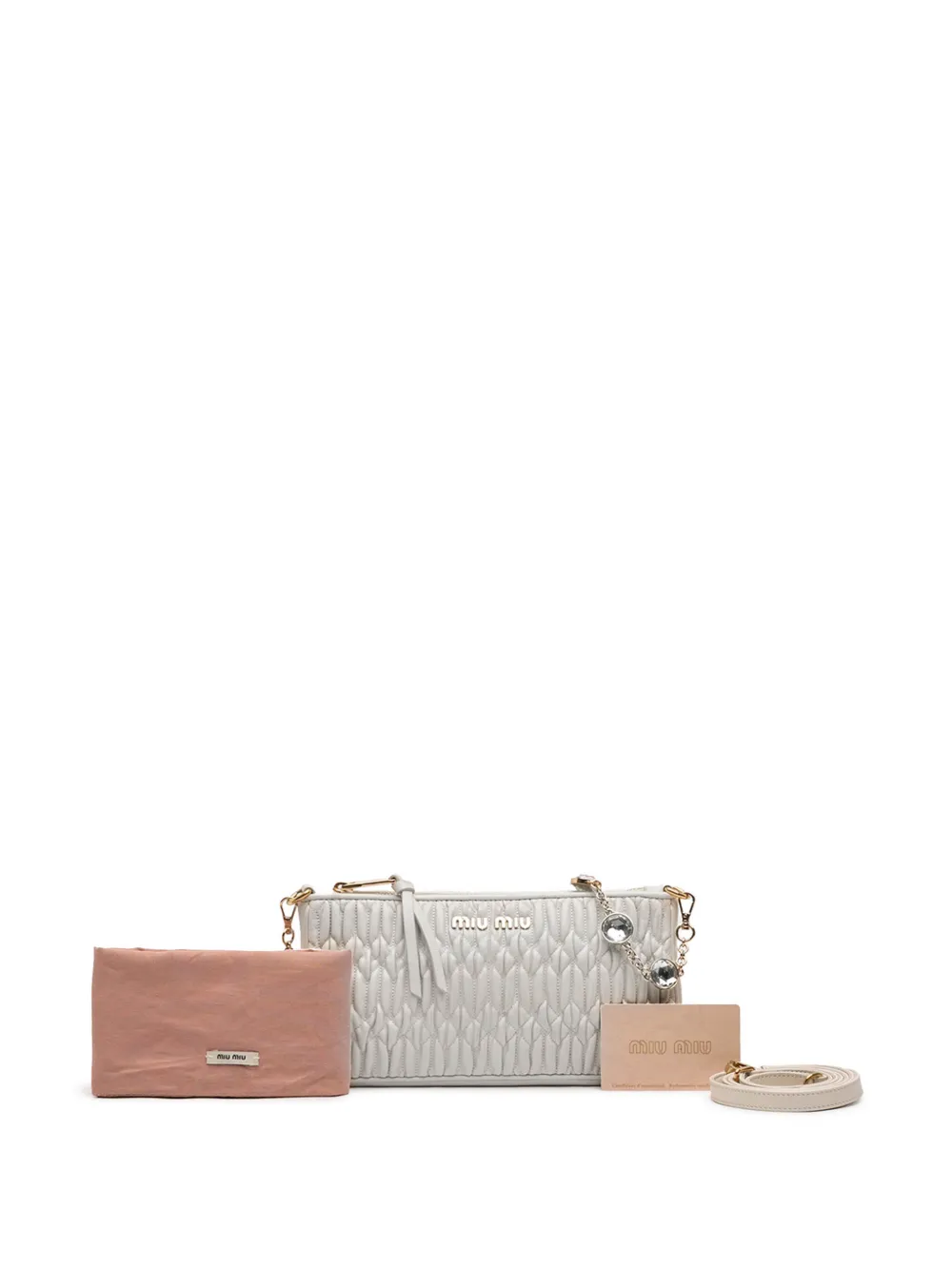  Miu Miu Pre-owned Bolso Satchel De Piel De Napa Y Matelassé Con Cristales Y Cadena 2010-2026 - Blanco 