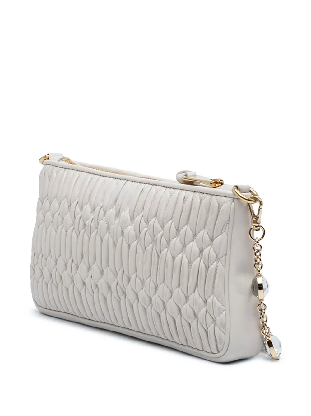  Miu Miu Pre-owned Bolso Satchel De Piel De Napa Y Matelassé Con Cristales Y Cadena 2010-2026 - Blanco 