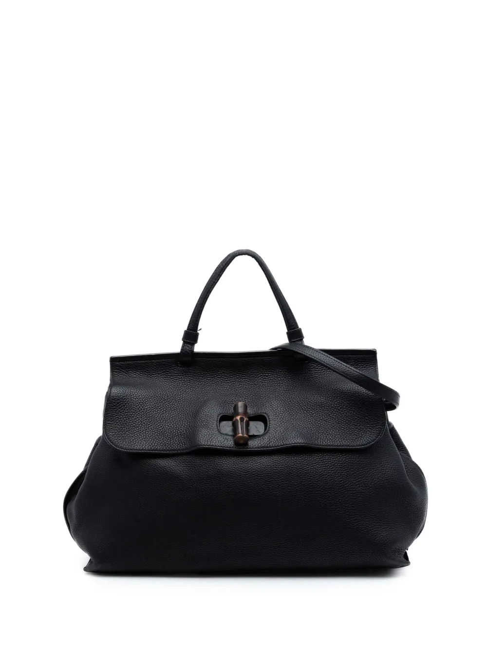 Gucci Pre-Owned 2016-2026 Large Calfskin Bamboo Daily satchel - Nero