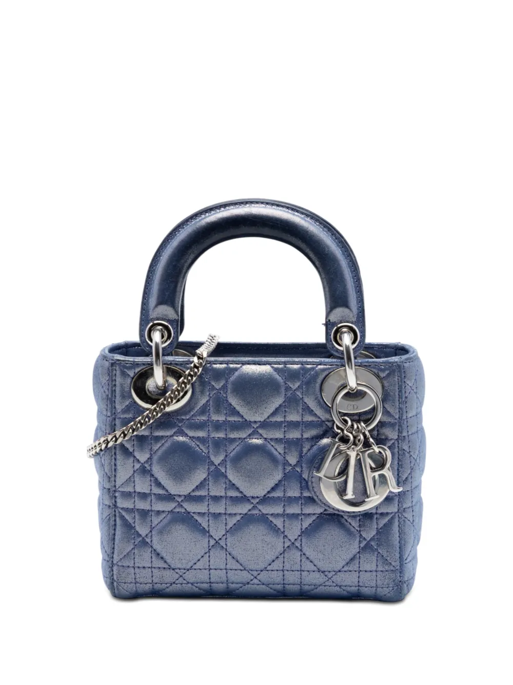 Christian Dior Pre-Owned 2016 Mini Iridescent Lambskin Cannage Lady Dior satchel - Blue