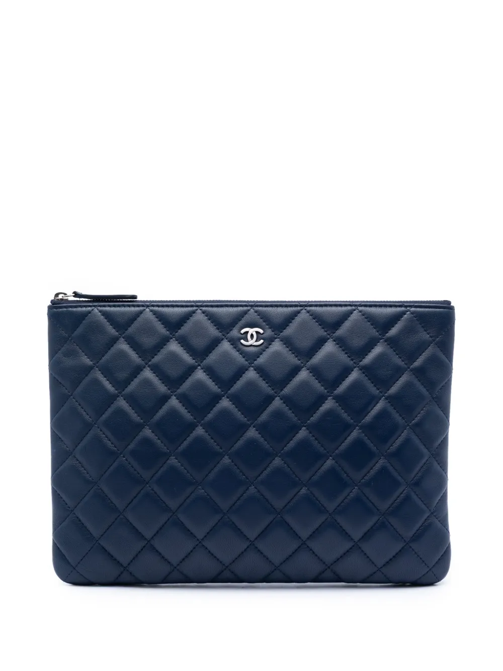 CHANEL Pre-Owned 2016-2017 Medium Quilted Lambskin O Case clutch bag - Blu