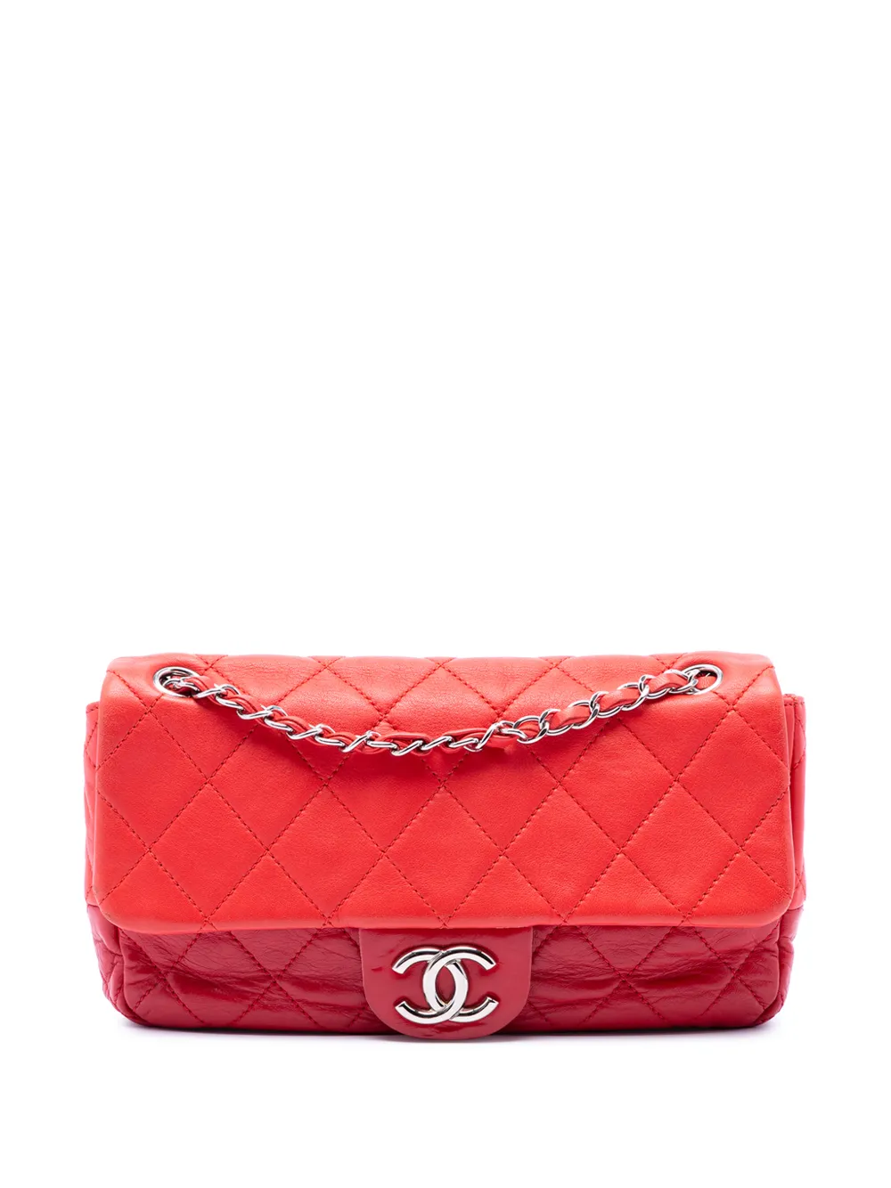 CHANEL Pre-Owned 2008-2009 Medium Bicolor Lambskin and Calfskin CC Chain Flap shoulder bag - Arancione