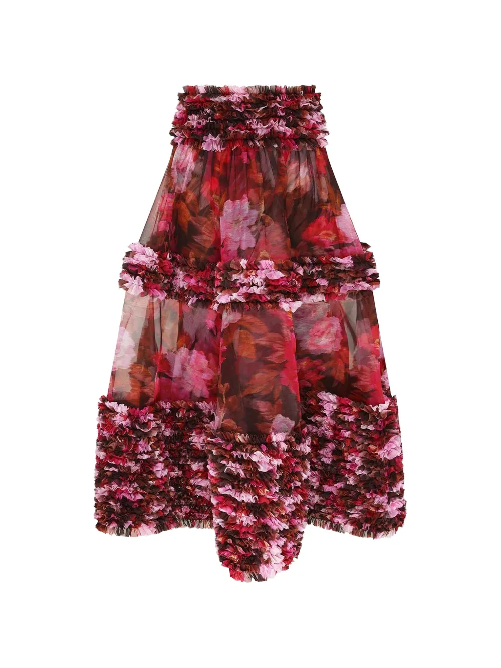 ZIMMERMANN midi Luna ruffled silk skirt - Braun