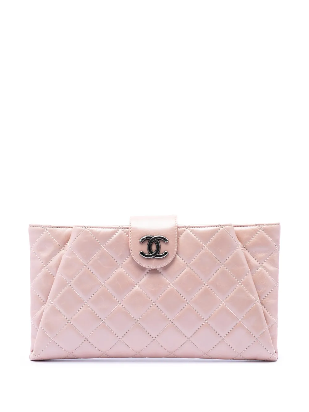 CHANEL Pre-Owned 2016-2017 Quilted Glazed Calfskin Coco Pleats clutch bag - Rosa