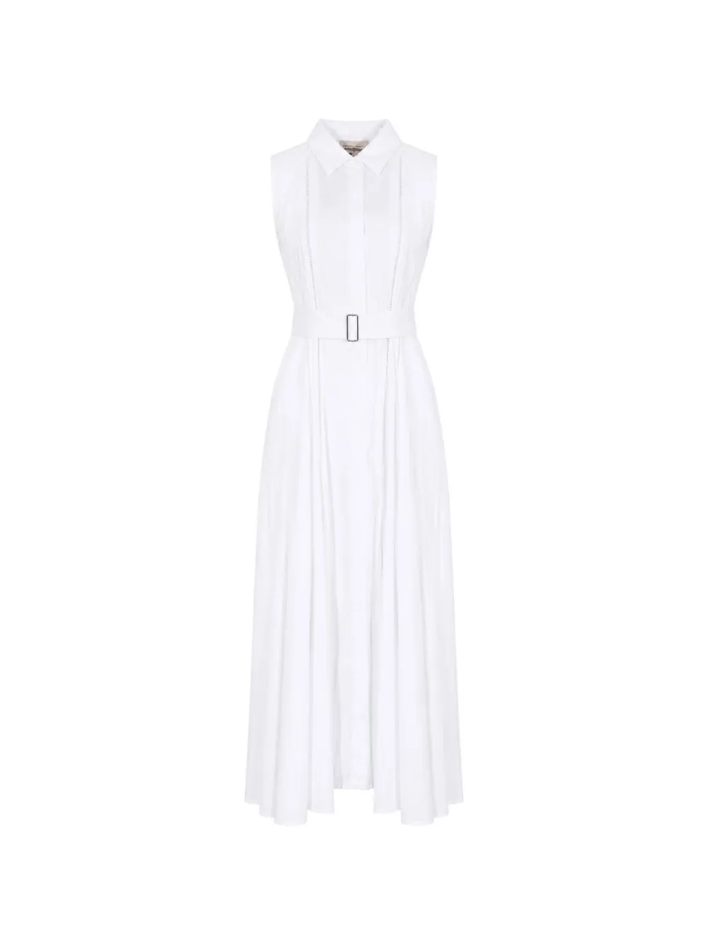 Semicouture midi Myrtie belted openwork-insert dress - Weiß