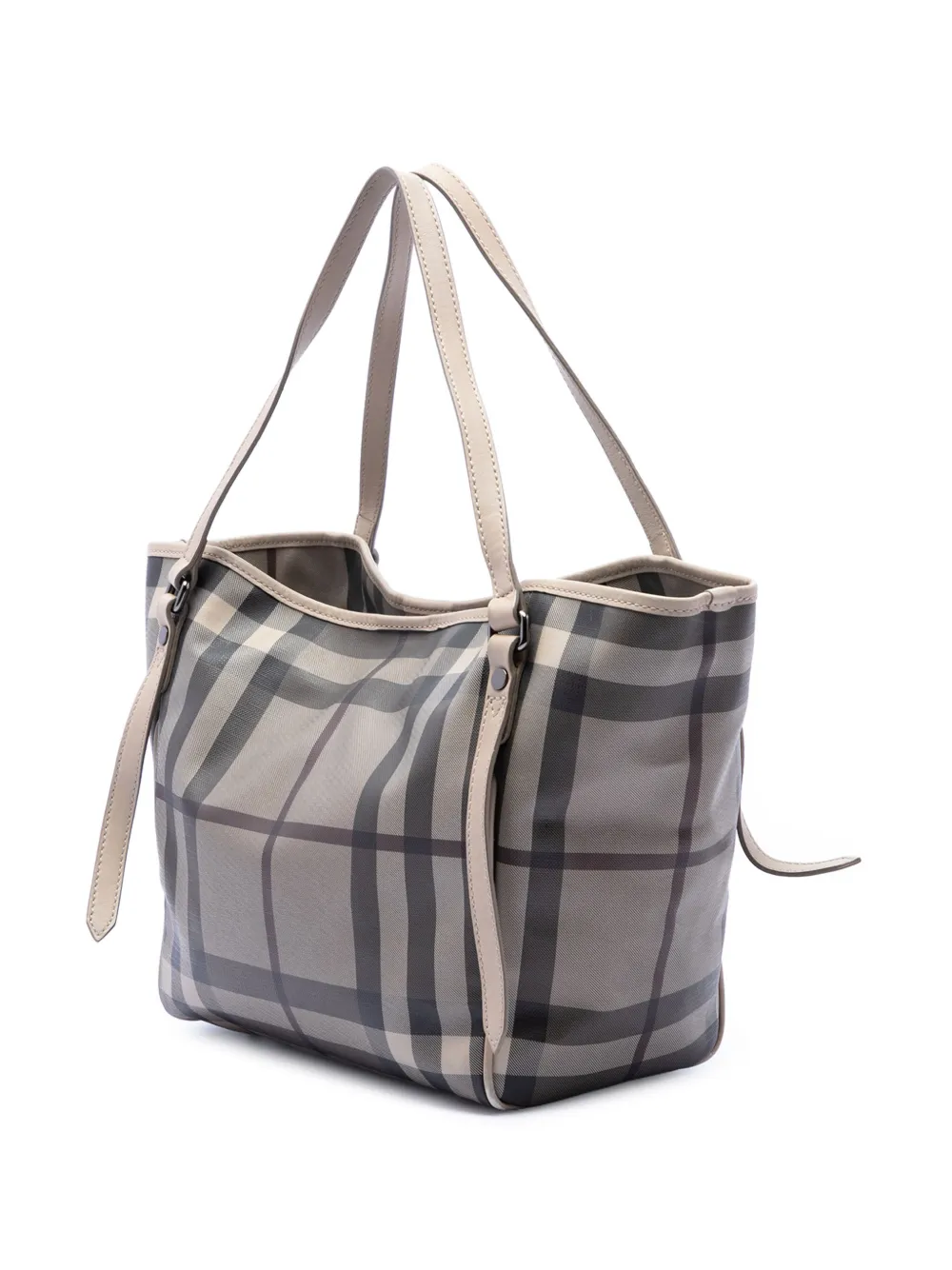  Burberry Pre-owned Borsa Tote Canterbury Piccola In Tela Cerata Con Motivo Smoke Check 2000-2017 - Grigio 