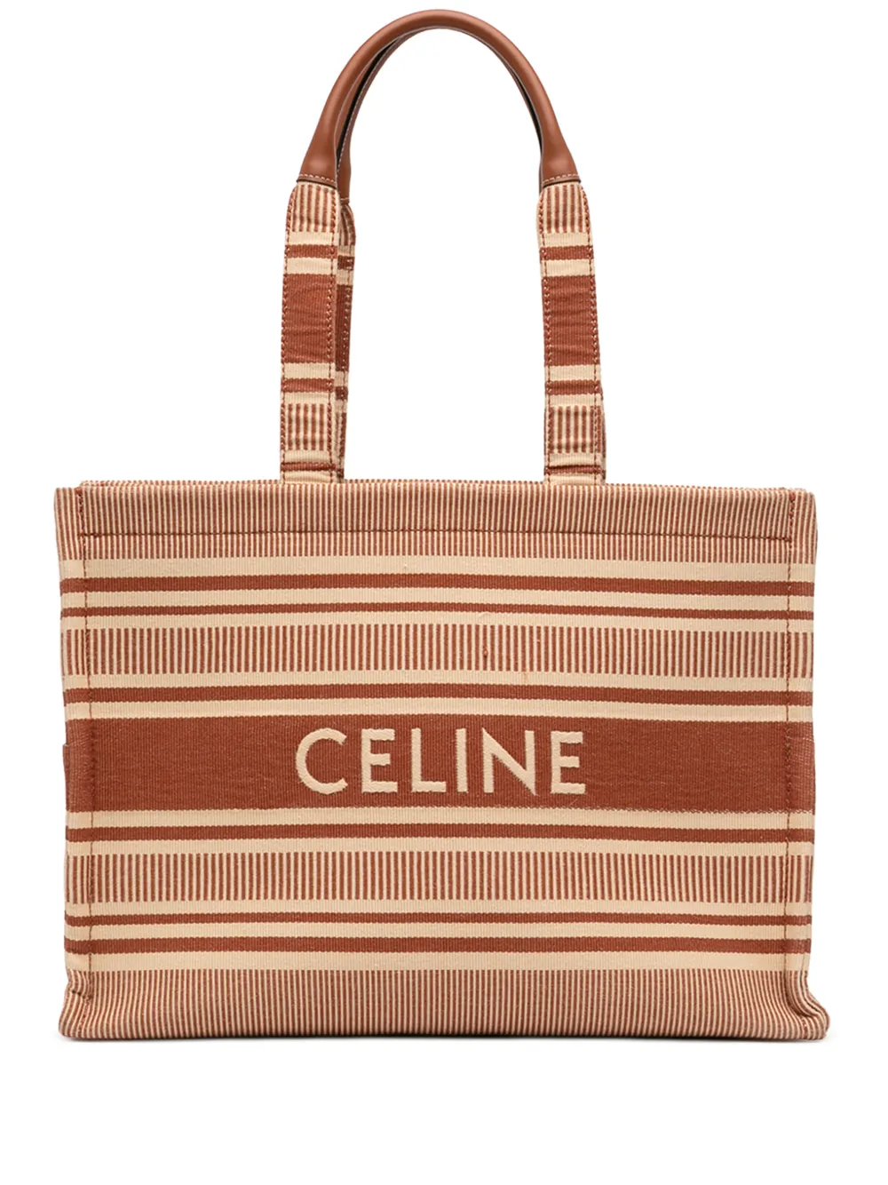Celine Pre-Owned 2024 große gestreifte Cabas Thais Tote Bag - Nude