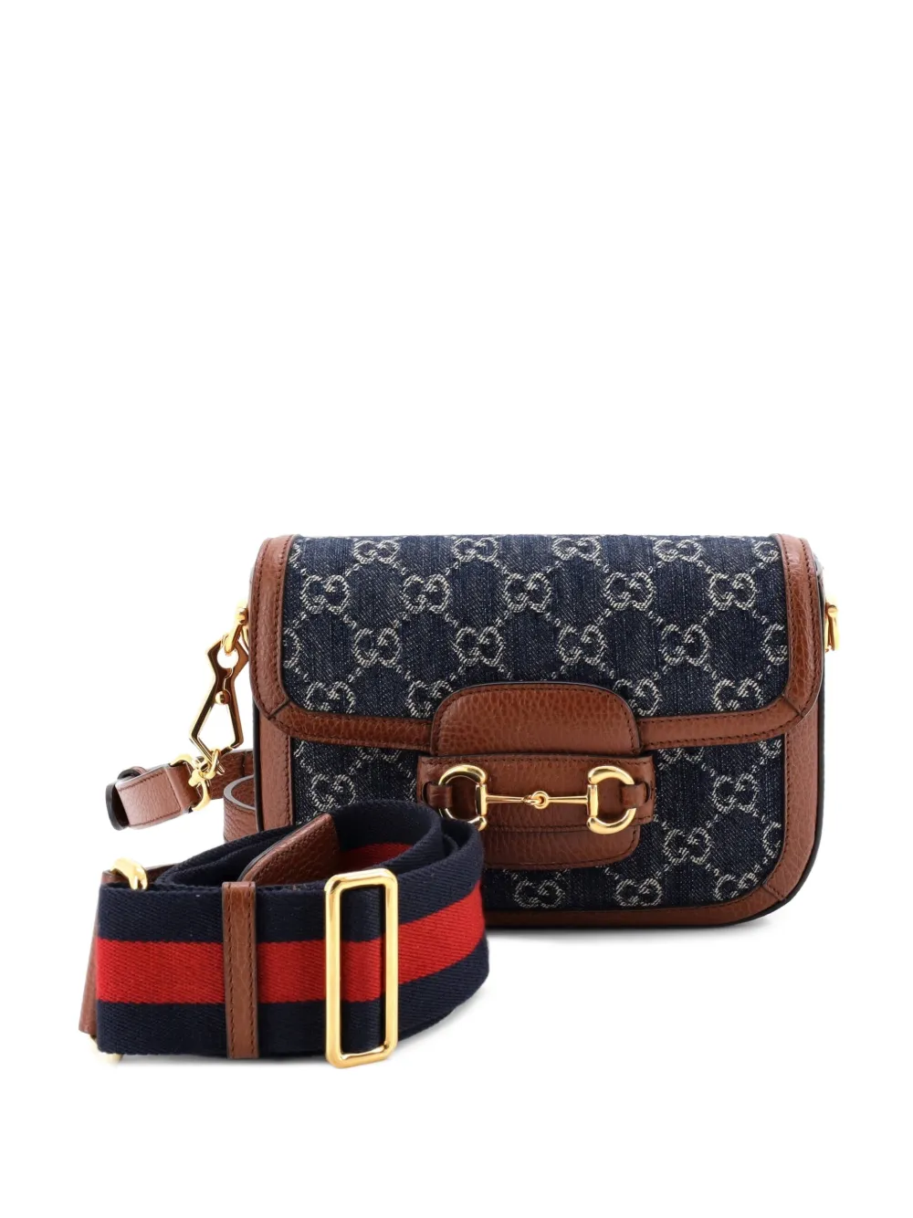 Gucci Pre-Owned Horsebit 1955 GG Denim Mini shoulder bag - Blu