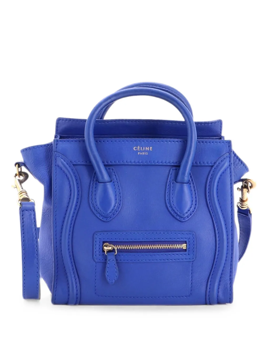 Celine Pre-Owned Borsa a tracolla Luggage nano in pelle liscia - Blu