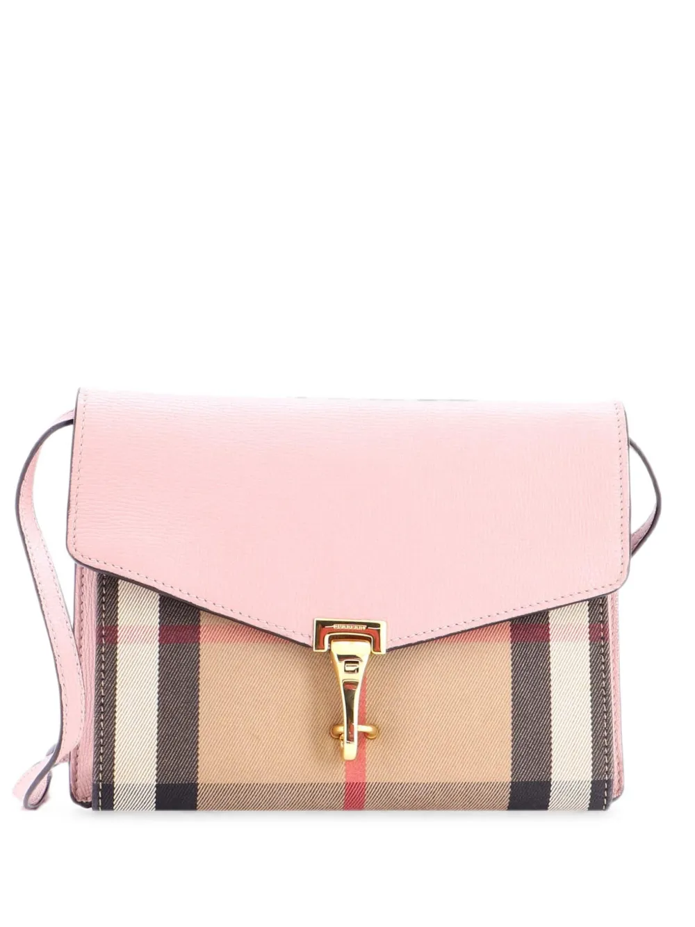 Burberry Pre-Owned Borsa a tracolla Macken piccola in pelle e tela con motivo House Check - Rosa