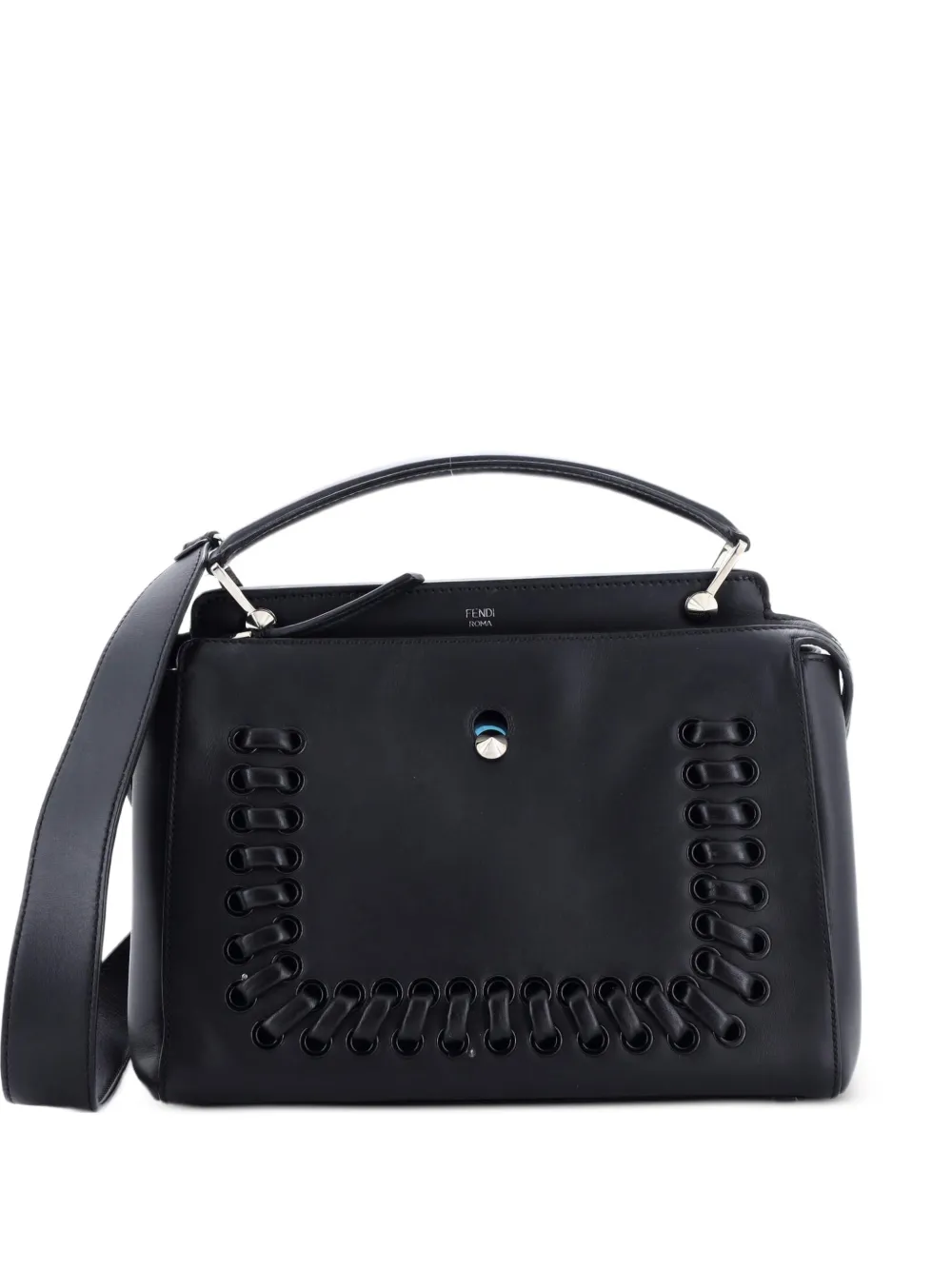 Fendi Pre-Owned DotCom Convertible Whipstitch Leather Medium satchel - Black