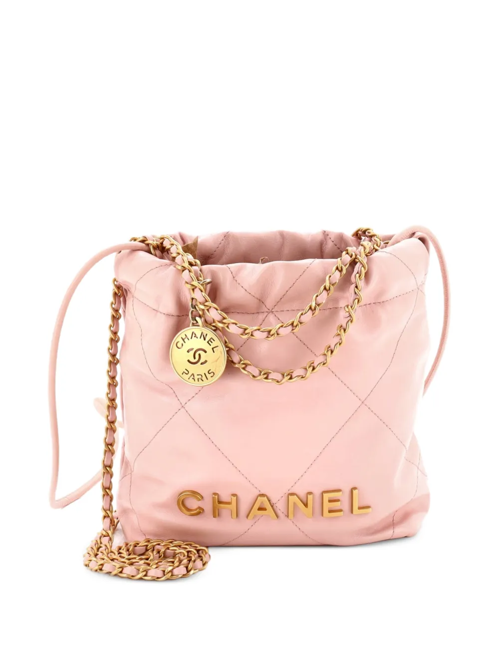 CHANEL Pre-Owned Borsa a tracolla 22 mini in pelle di vitello trapuntata - Rosa