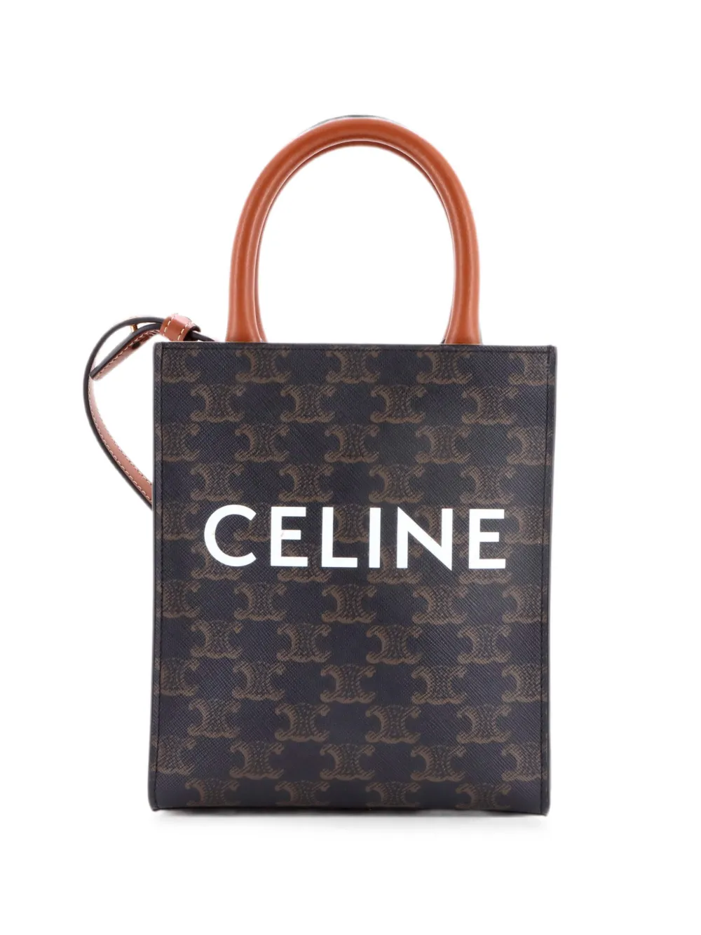 Celine Pre-Owned Vertical Cabas Tote Triomphe Coated Canvas Mini satchel - Brown