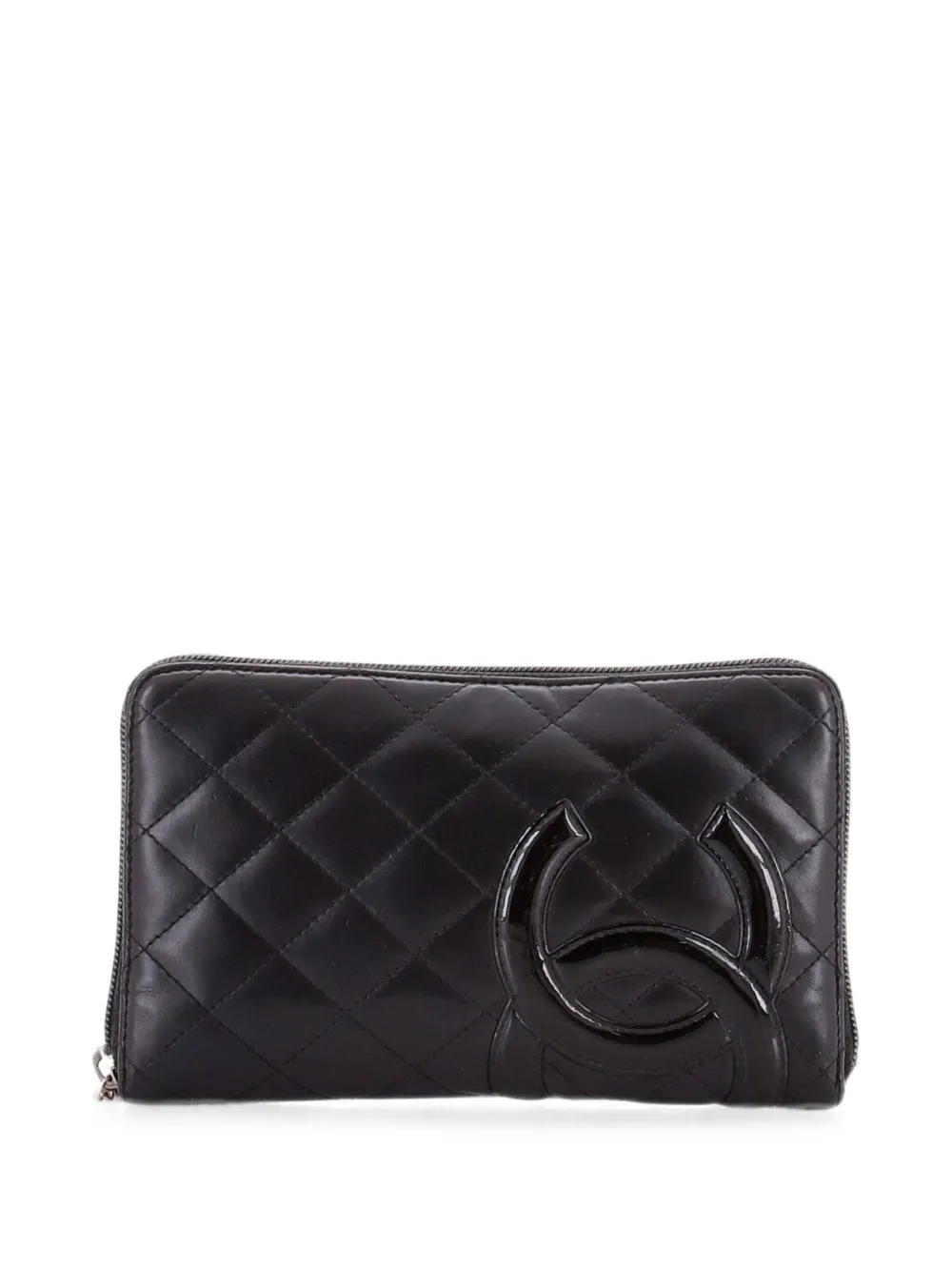 CHANEL Pre-Owned Cambon Zip Around Organizer Wallet Quilted Lambskin small wallets - Black