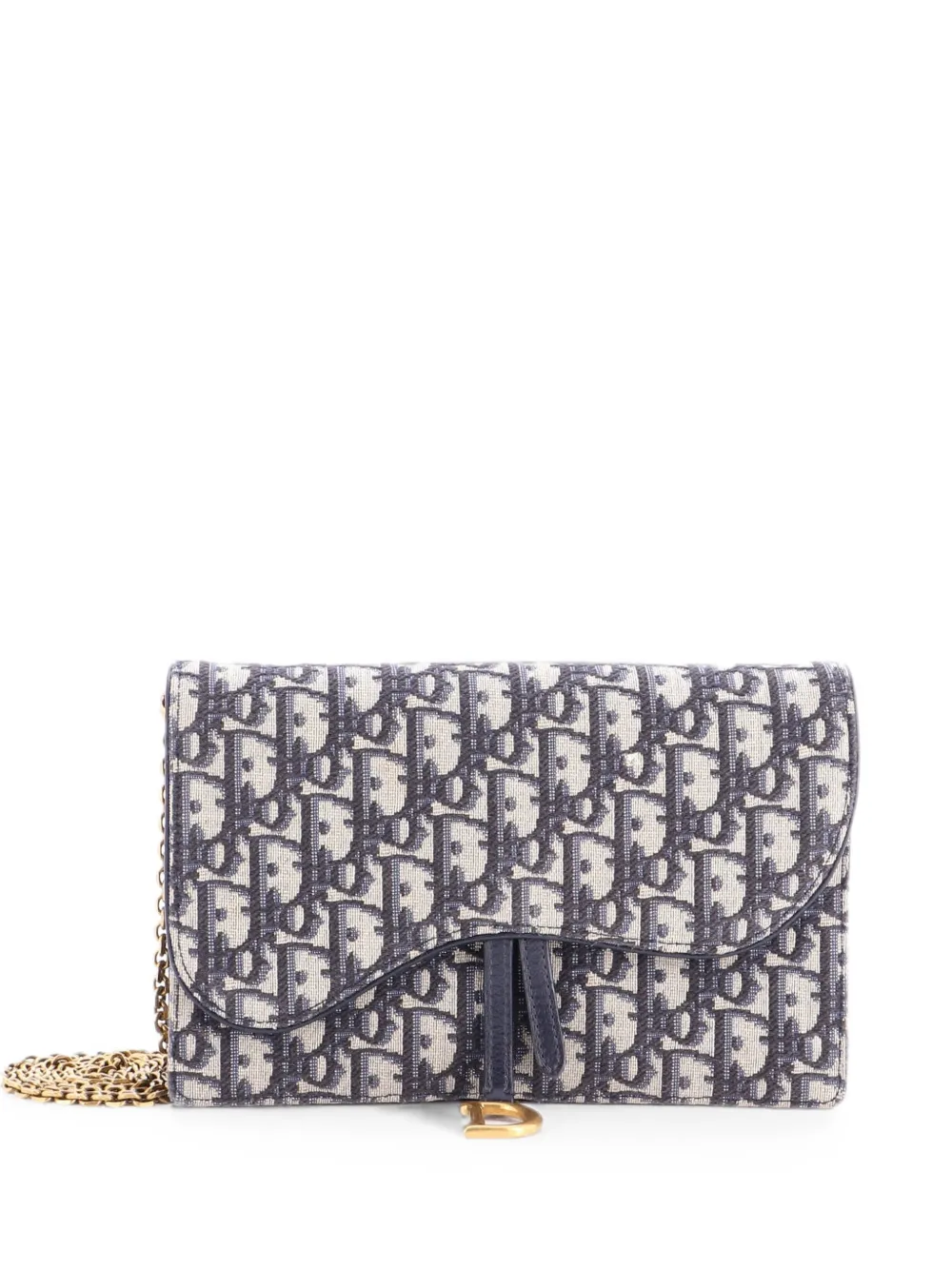 Christian Dior Pre-Owned Clutch Saddle Chain Oblique in tela - Blu