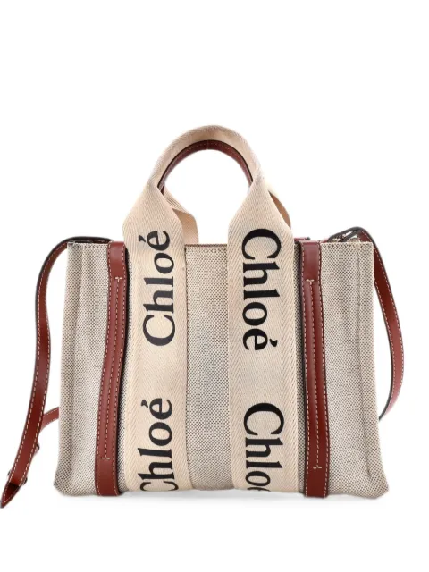 Chloé Pre-Owned Woody Convertible Canvas with Leather Small tote bag