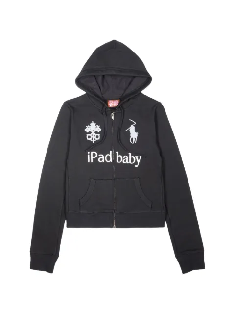 Praying logo-print zip-up hoodie