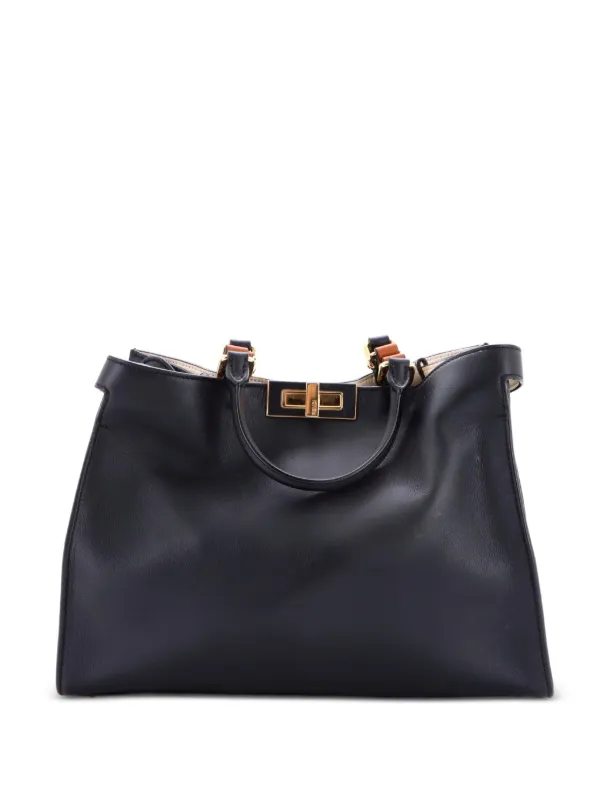 Fendi Pre-owned Peekaboo X-tote Leather Small Shoulder Bag in Black