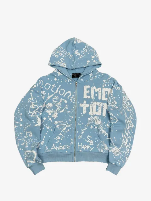 Mixed Emotion hoodie con estampado de grafiti y cierre
