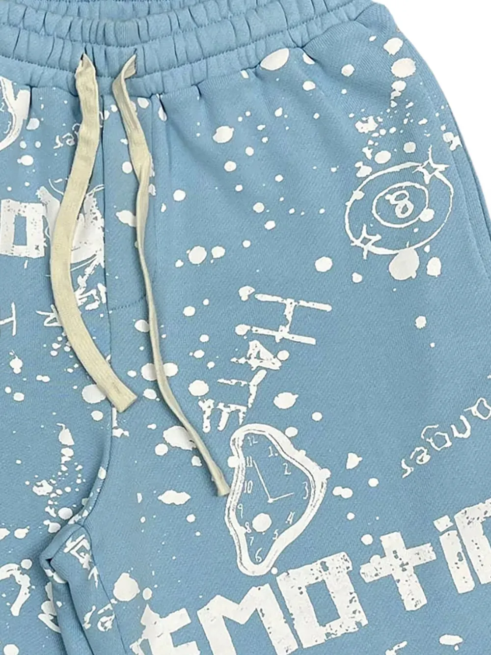  Mixed Emotion Graffiti-print Drawstring-fastening Track Shorts - Azul 