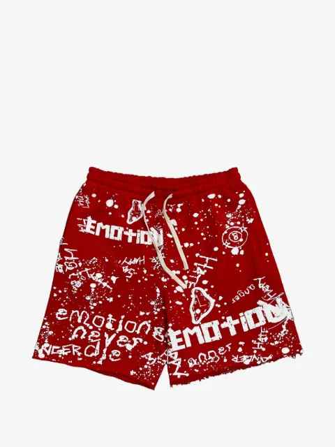 Mixed Emotion Graffiti raw-cut shorts
